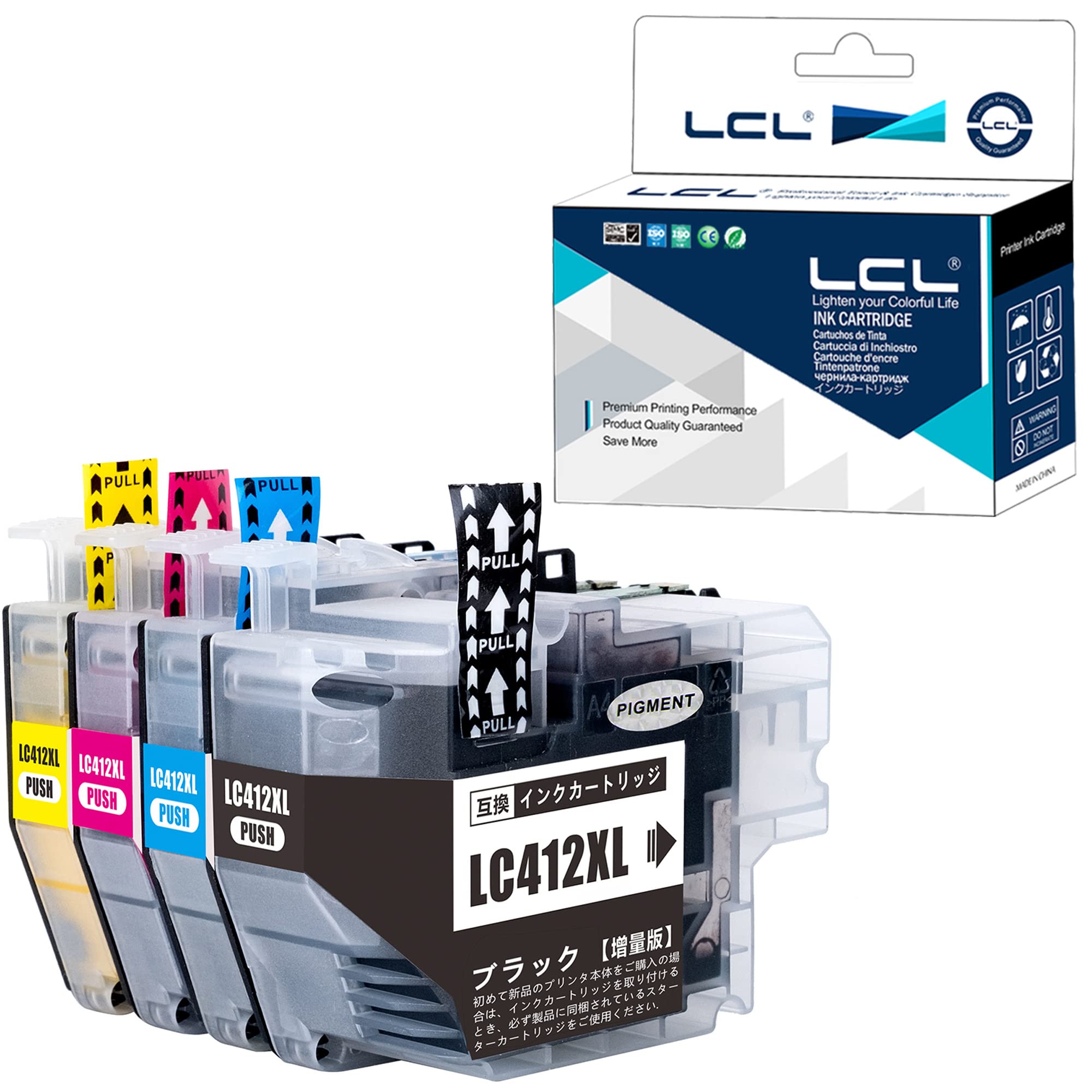 Amazon.co.jp: LCL Brother用 LC412 LC412XL 顔料 大容量 (4色セット